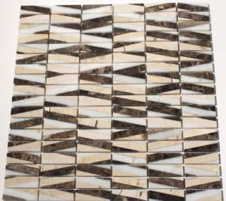   of Marfil, Dark Emperador & White Thassos Bamboo Mosaic Marble Tile