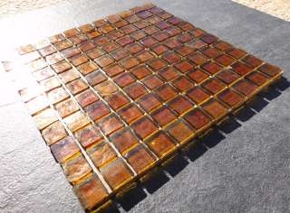   Amber 12x12 Rustic Glass Tile Mosaic Sheet (1x1 Tiles)  