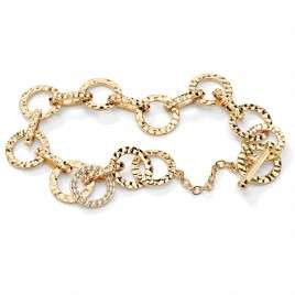 Carat Diamond 14k Gold Hammered Style Circle Bracelet  