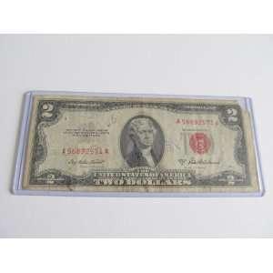  1953 A $2 Red Seal Bill Note 1 Two Dollar Serial Number 