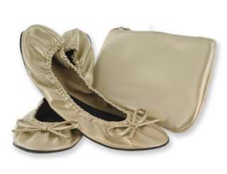  Foldable Ballet Flats Shoes w/ Carrying Case GOLD LARGE Shoes