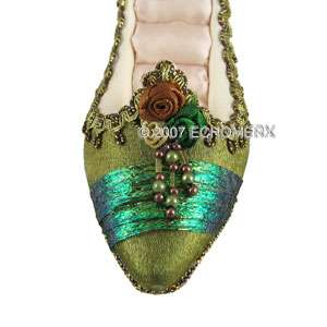 Green Shoe Satin Ring Jewelry Holder organizer rose  