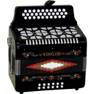   Size 3 Row Button Accordion   Black with Free Hardshell Carrying Case
