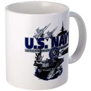  Drink Cup) US Navy with Aircraft Carrier Planes Submarine and Emblem