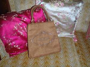   Secret Angel Caramel suede womens handbag purse & make up zip bag