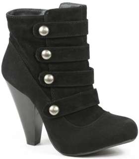 Black Military Button Bootie Ankle Boot 10 us BAMBOO  