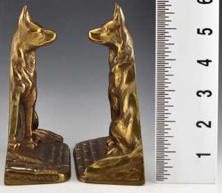 Pair of 2 Vintage German Shepherd Dog Brass/Bronze Bookends  