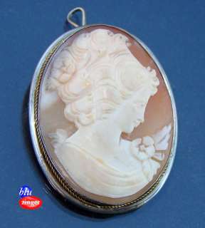 Antique .800 Silver Cameo Brooch Jewelry Pendant  
