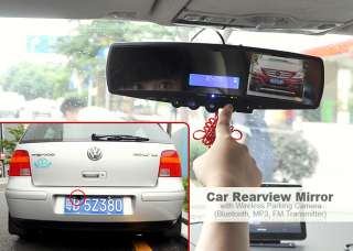 Car Rearview Mirror with Wireless Parking Camera (Bluetooth, MP3, FM 