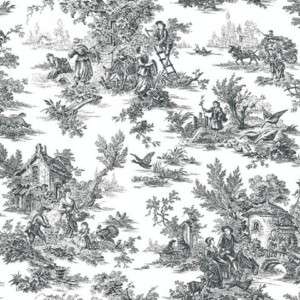 BLACK AND WHITE COLONIAL TOILE WALLPAPER AT4228  