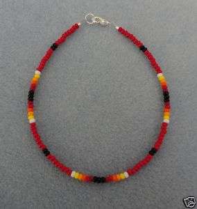 Red Beaded Anklet, Ankle Bracelet Native American Made  