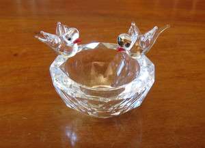 Swarovski Style Crystal Bird Bath Ornament  