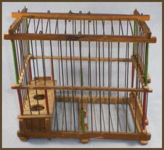 ANTIQUE COAL MINERS WOODEN BIRD CAGE SMALL CANARY CAGE  