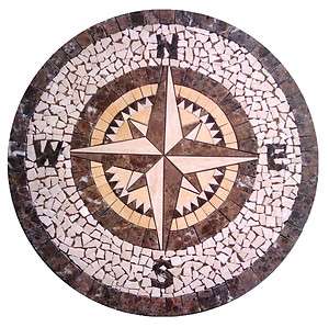Floor marble medallion travertine tile mosaic 32 compass rose 