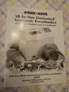 Black & Decker Bread Machine Owners Manual B2000 Series  
