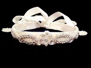 Bridal Tiara Hair Headband Silk Satin Ribbon Headpiece  
