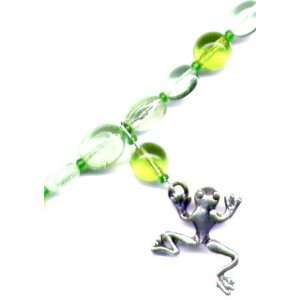 Frog Charm Glass Bead 10 1/2 Ankle Bracelet Wildlife Jewelry Gift 
