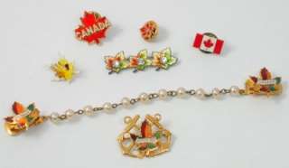 Vintage ENAMEL l Souvenir Jewelry, CANADA Leaves, Jewelry LOT  