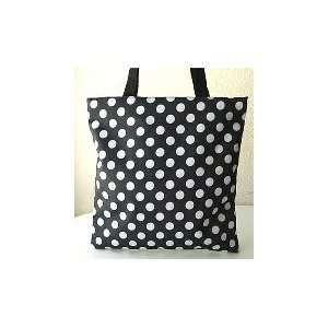  Black And white polka dot tote purse bag 