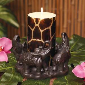   NIGHTS Elephant Figurine Pillar Candle Holder Home Accent  
