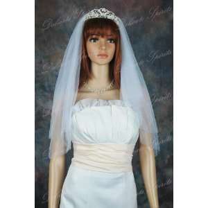  2T Ivory Elbow Plain Cut Edge Wedding Bridal Veil Beauty