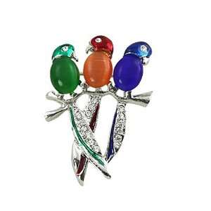  Silvertone Rhinestone Parrot Brooch Pin Fashion Jewelry 