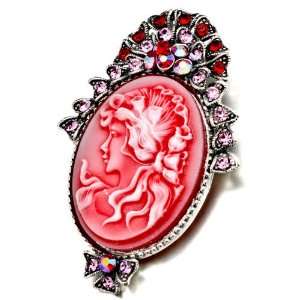   Oval Red Beauty Cameo Brooches And Pins Vintage Pugster Jewelry