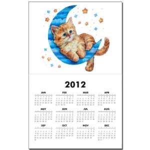  Calendar Print w Current Year Moon Kitten with Stars 