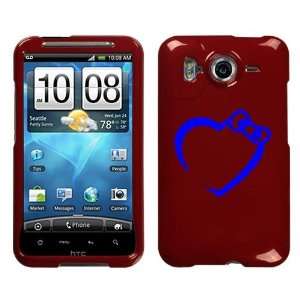  HTC INSPIRE 4G BLUE HEART BOW ON A RED HARD CASE COVER 