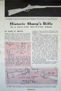 1941 How to Carve SHARPS CIVIL WAR RIFLE 19 WOOD MODEL CARVING PLANS 
