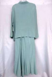 boutique NICHE aqua seafoam blue RAYON CREPE blouse skirt OUTFIT M NWT 