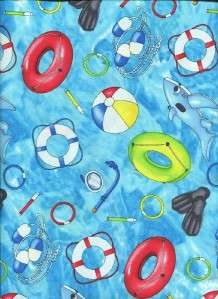 SWIMMING POOL FLOATS TOYS BALLS~ Cotton Quilt Fabric  