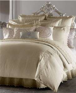 Court of Versailles Campagne Queen IVORY Duvet Cover Lace Solid Cream 