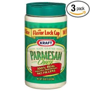 Kraft Grated Parmesan, 16 Ounce Plastic Canister (Pack of 3)  