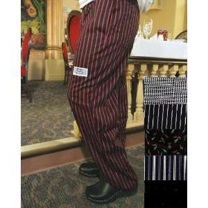  Chef Revival E Z Fit Chefs Pants, Red/Black Pin Stripe 