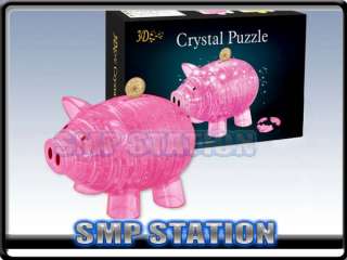 3D Crystal Puzzle Jigsaw 94pcs Piggy Bank Pink Pig  