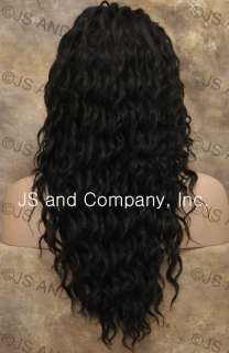 Human Hair Blend Long Wavy Black Flat Iron Safe 22 Wig  