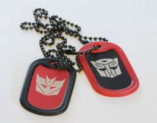 Transformers Logos Laser Etched Dog Tag Chain Necklace  