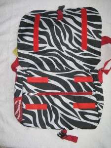 NWT Black White Red Zebra Messenger Tote School Bag  