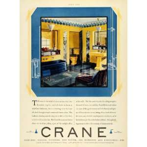  1929 Ad Crane Fixtures Piping Bathroom Tiles Bathtub Chair 