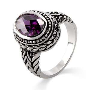  Oval Cut Amethyst Bali Ring Size 7 (Sizes 6 7 9 Available 