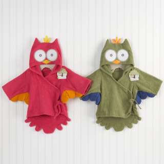   Owl Hooded Terry Spa Robe Green Baby Shower Welcome Gift Favors  