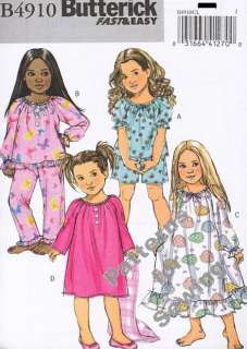 Pattern Sewing Butterick Girl Sleepwear Nightgown Pajamas Sz 2 5 NEW 