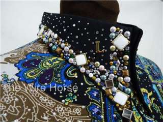 NEW #122506 LISA NELLE WHITE DIAMOND PAISLEY SHIRT Large ONE OF A 