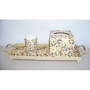   Metal Butterfly Tray Kleenex Pencil Cup Desk Set