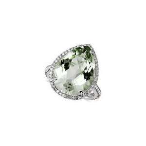  Pear Shape Green Amethyst and Round Diamond Ring Jewelry