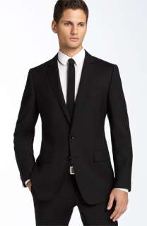 Trim Fit Black Stretch Wool Suit  