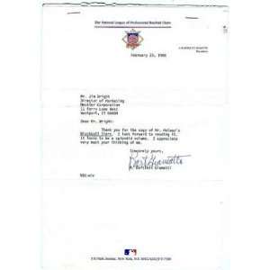 Bart Giamatti 1988 Autograph Letter JSA Certified   MLB Cut Signatures