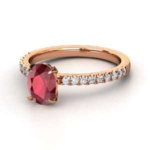  Colette Ring, Oval Ruby 14K Rose Gold Ring with Diamond 