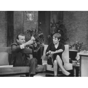  Jack Paar Clowning with French Singer Genevieve During His 